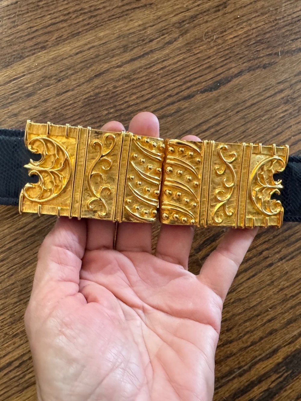 Vintage Alexis Kirk Gold Etruscan Scroll Belt - New / Never Worn